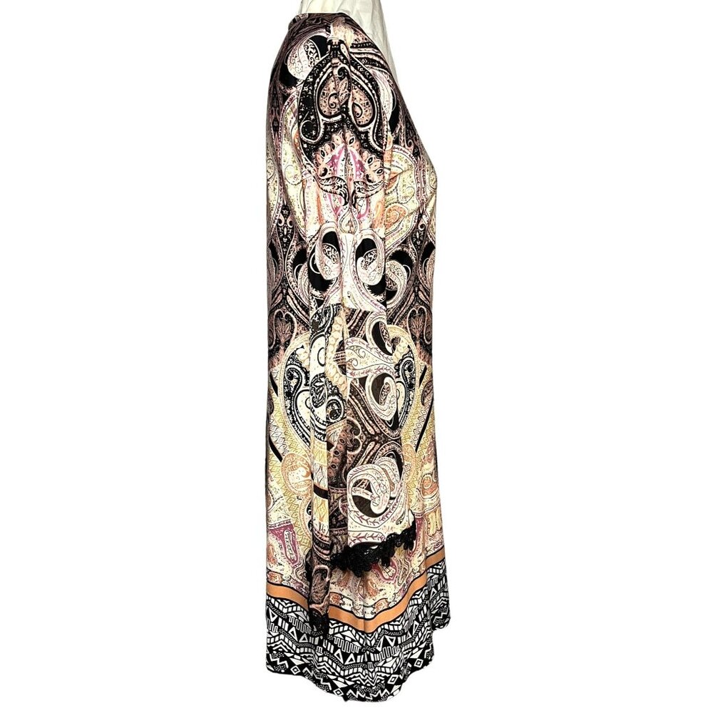 Boho Paisley Print Long Sleeve Dress XS - Picture 2 of 5